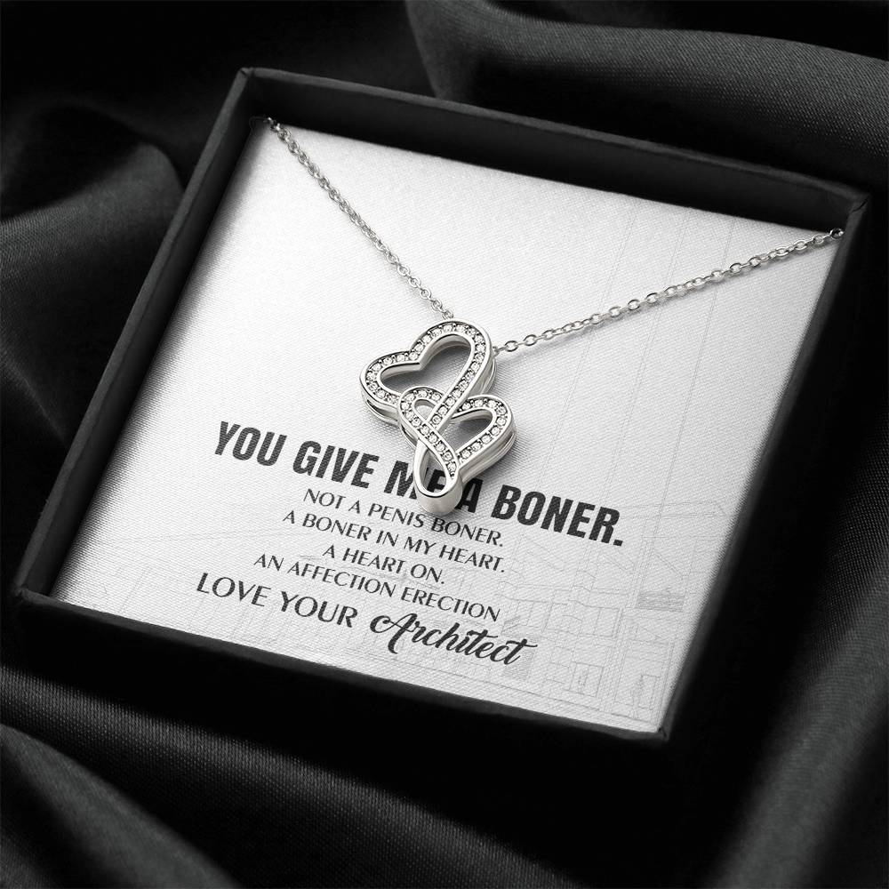 You Give Me A Heart Boner An Affection Erection  Funny & Sarcastic Love For Her Mature Best Fu 2 Double Hearts Necklace