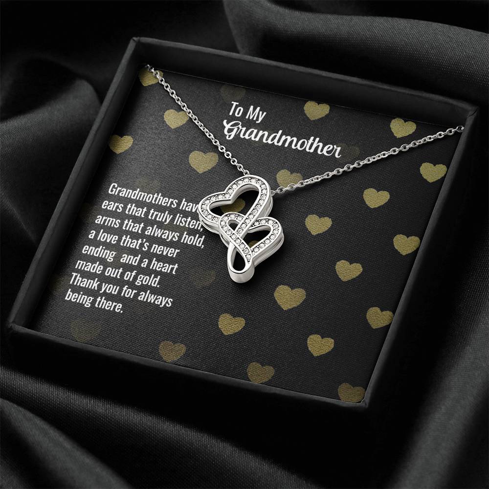 To My Grandmother -  Double Hearts Necklace