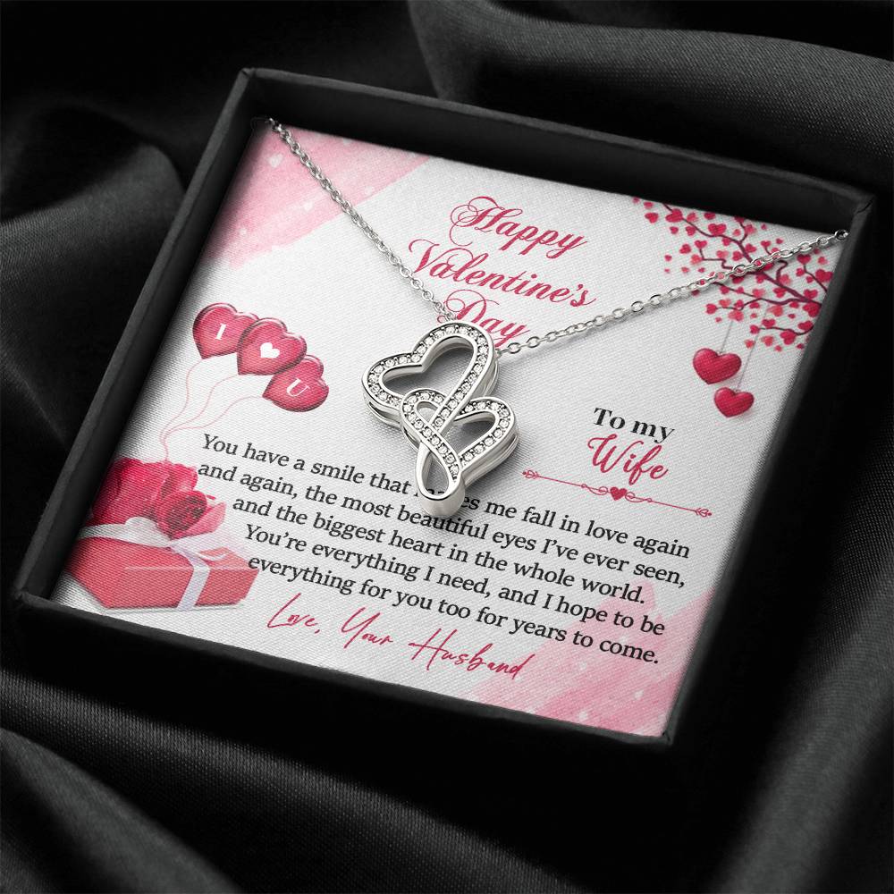 To My Wife - I Love You Double Hearts Necklace