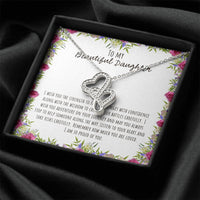 To My Beautiful Daughter I Wish You The Strength - Floral Double Hearts Necklace