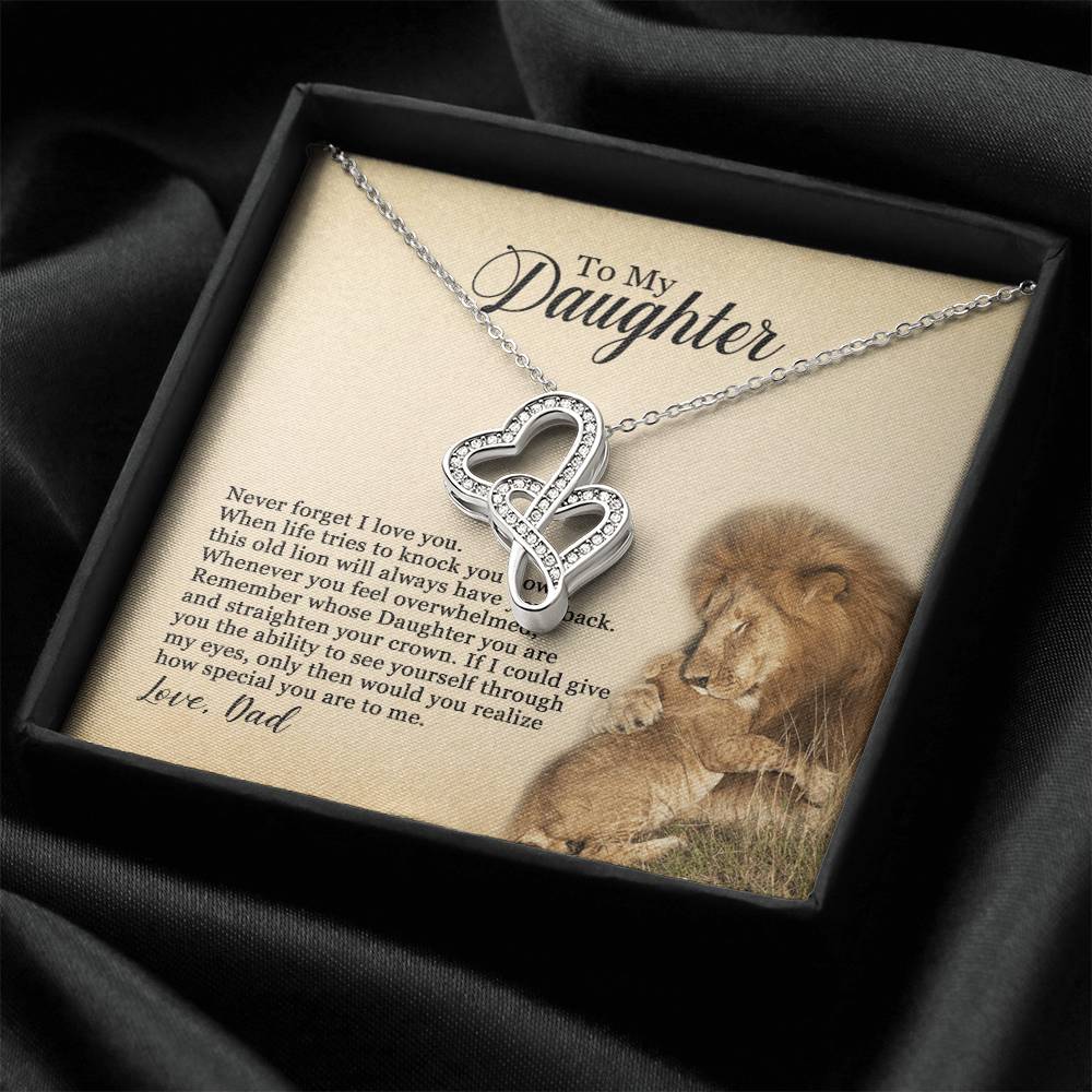 To My Daughter Never Forget I Love You Necklace - To My Daughter Necklace - Father Daughter Necklace - Father To Daugh Double Hearts Necklace