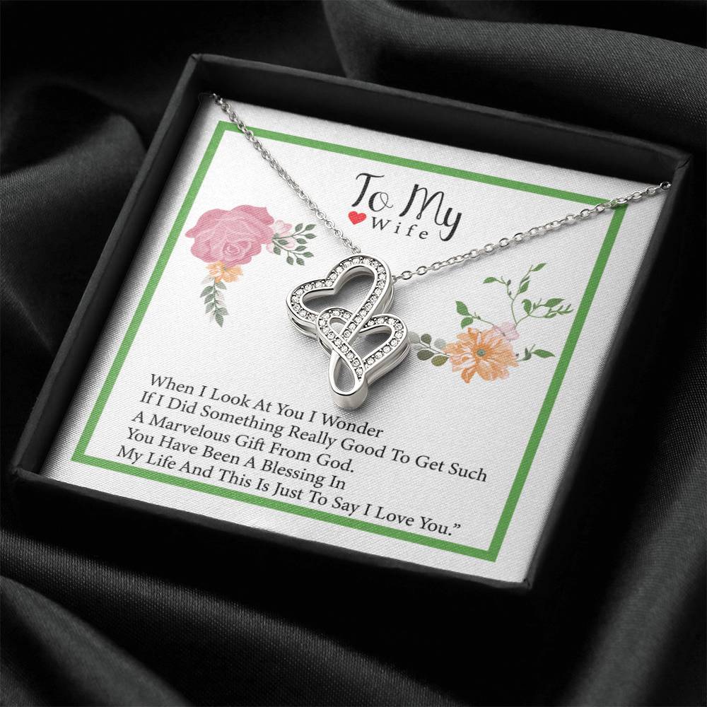 To My Wife 1(1) Double Hearts Necklace