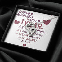 1 Year Anniversary Married Hanging Heart Sign Keepsake Double Hearts Necklace
