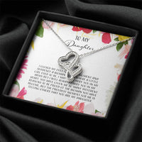 To My Daughter I Close My Eyes For A Moment - Floral Double Hearts Necklace