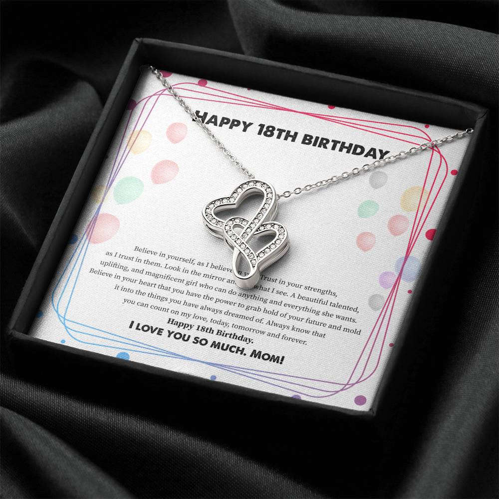 To My Daughter Happy - Birthday Double Hearts Necklace