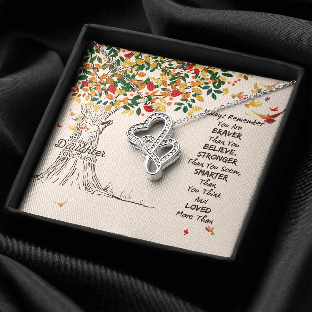 To My Daughter Love Mom ! Double Hearts Necklace