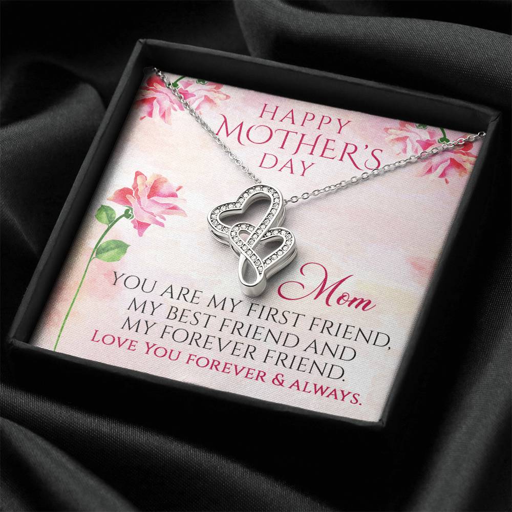 Happy Mother's Day Gift Double Hearts Necklace