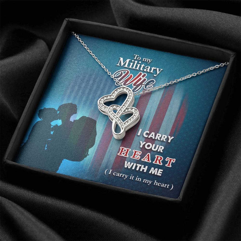 Gift To My Army Wife Jewelry Gift For Wife Beautiful Pendant Best Gift For Best Wife Army Soldi Double Hearts Necklace
