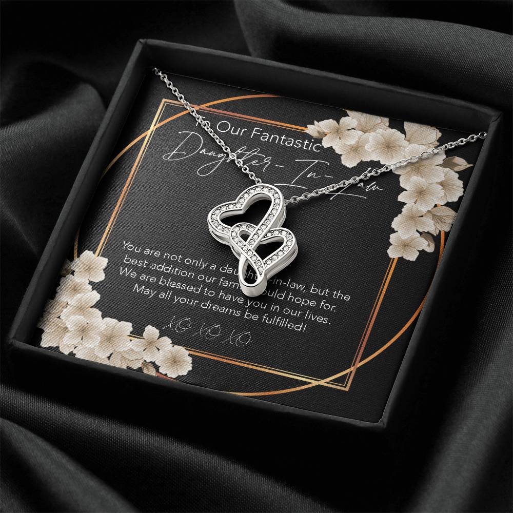 Joined Hearts Necklace To My Daughter-In-Law My Daughter-In-Heart Bonus Daughter Gift Daughter-In-Law Necklace Daughte Double Hearts Necklace