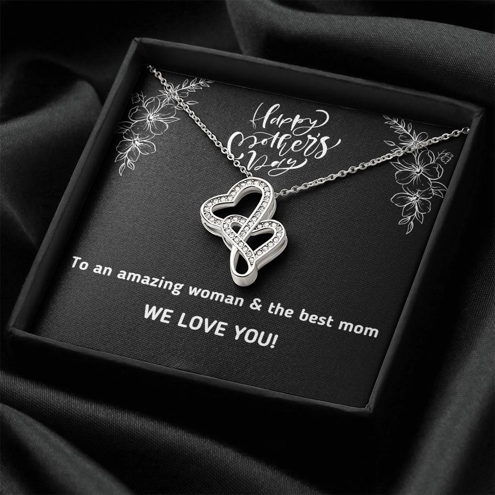 Mother's Day Gift. Forever Love Necklace For The Best Mom And Wife Ever. Double Hearts Necklace