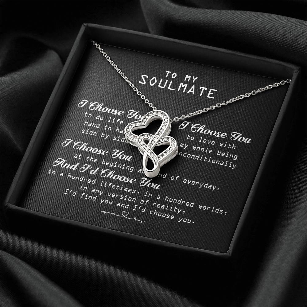 To My Soulmate Necklace Gift For Her Girlfriend Wife Gift Heart Necklace Soulmate Gift Anniversary Valentines Day Birt Double Hearts Necklace