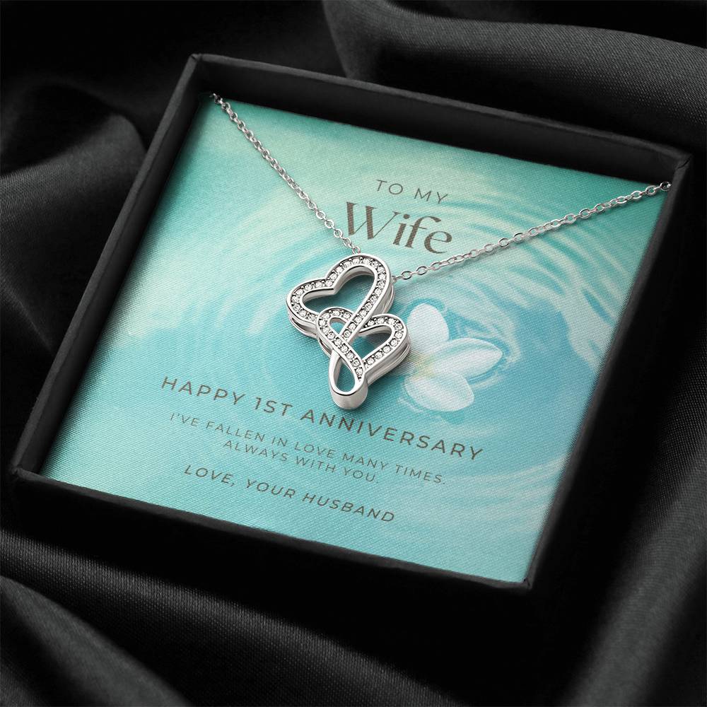 1 Year Anniversary Gift For Wife 1 Year Anniversary Gifts 1 Year Wedding Anniversary Gift Ideas 1St Wedding Anniversar Double Hearts Necklace