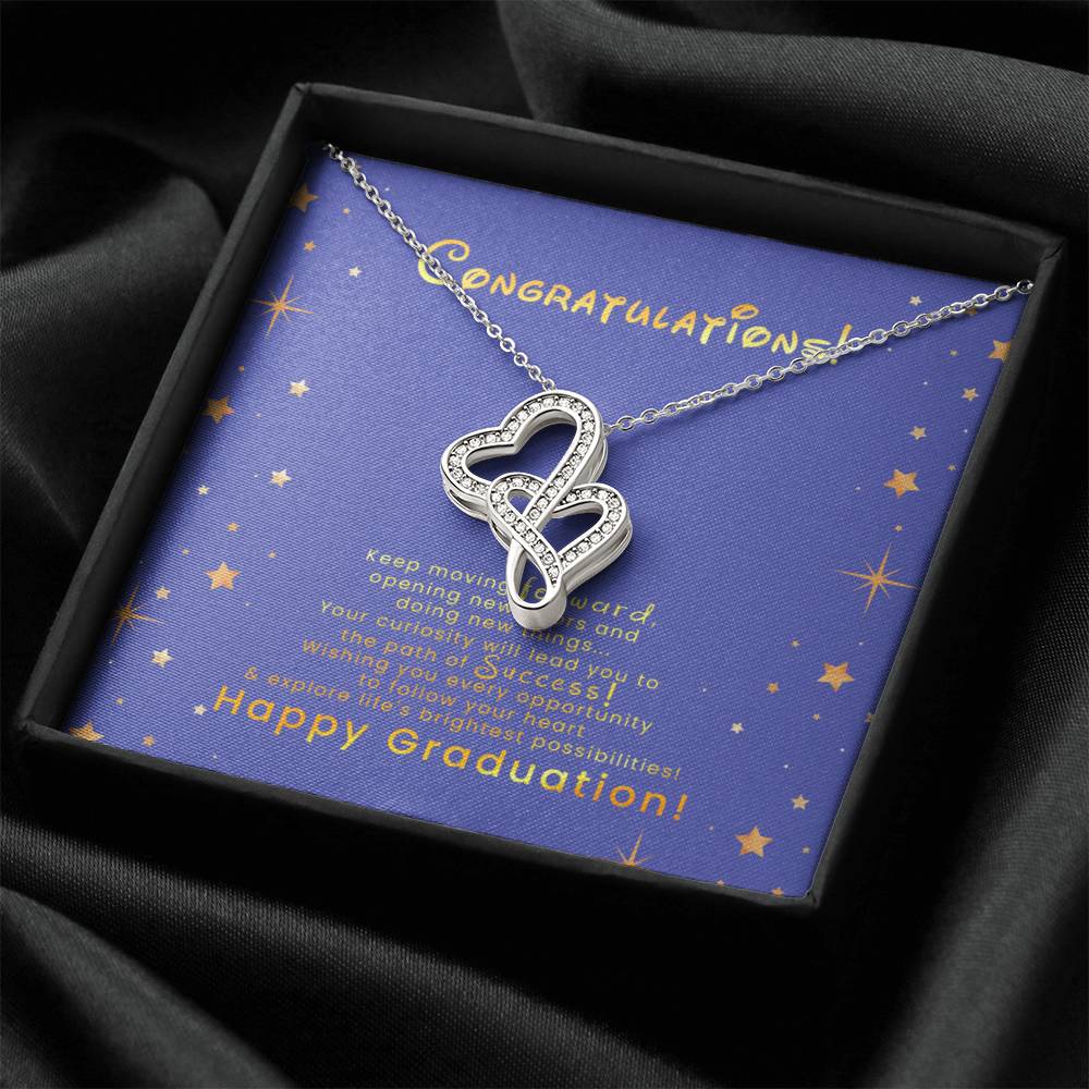 Happy Graduation Love Knot Necklace - Graduation Gift For Daughter - Graduation Necklace - Senior Class Congratulation 1 Double Hearts Necklace