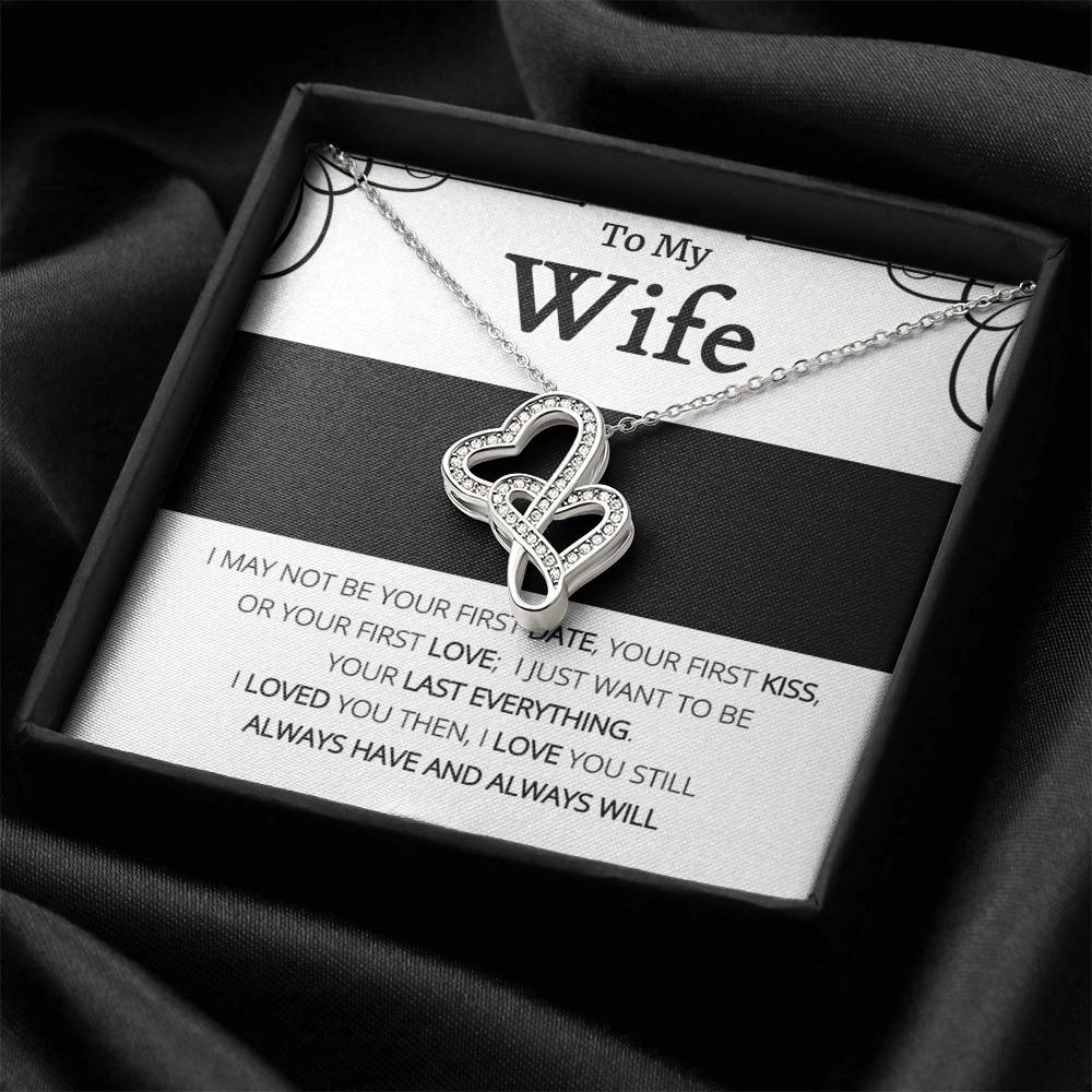 To My Wife - Always In Love Sparkling  Double Hearts Necklace