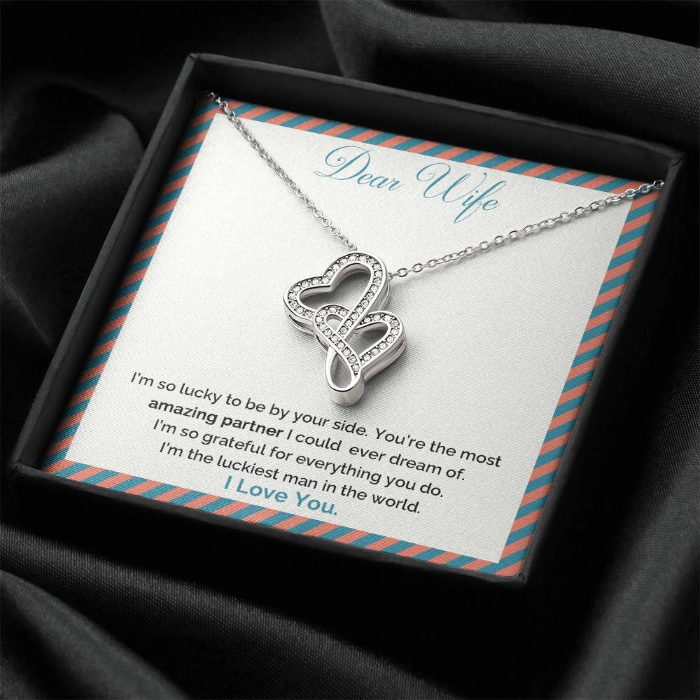 Dear Wife Necklace Gift! Double Hearts Necklace