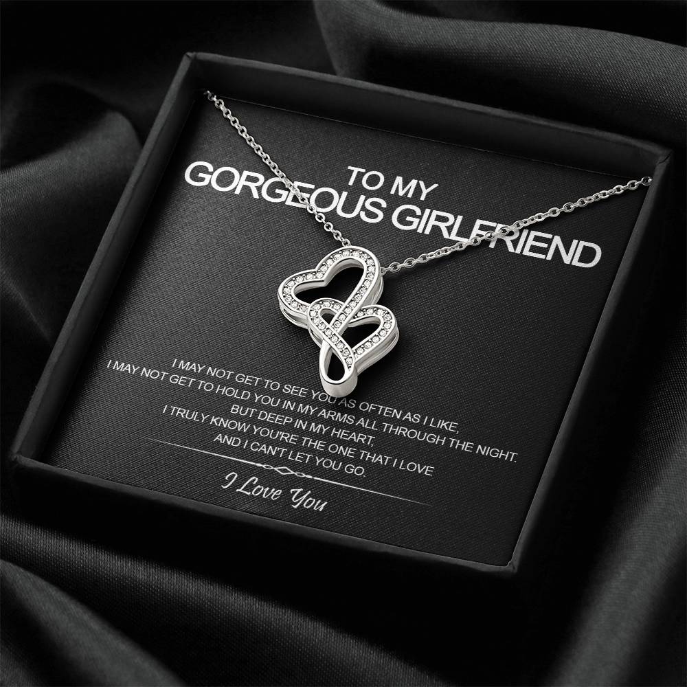 To My Girlfriend - I Love You Message - Tmgf05 Double Hearts Necklace