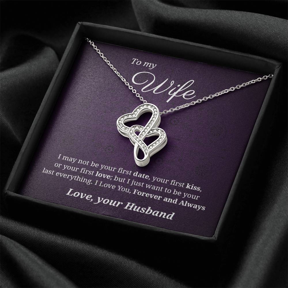 To Wife Forever And Always  Double Hearts Necklace
