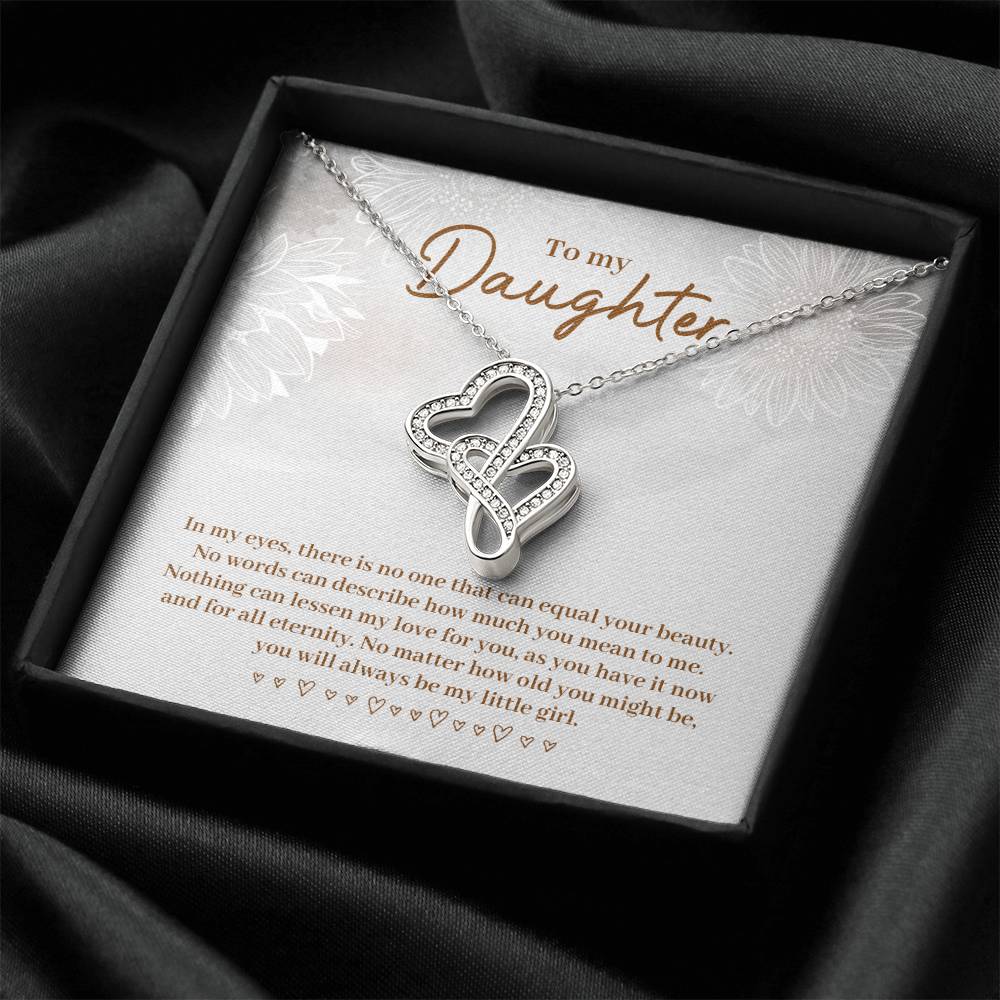 To My Daughter Necklace - Dad To Daughter Double Heart Necklace Gift - Father And Daughter Always Remember Gift From D Double Hearts Necklace