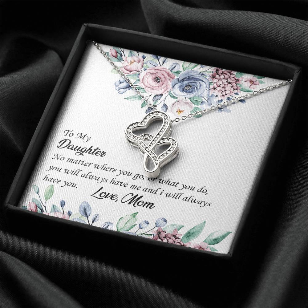 To My Daughter -  Double Hearts Necklace
