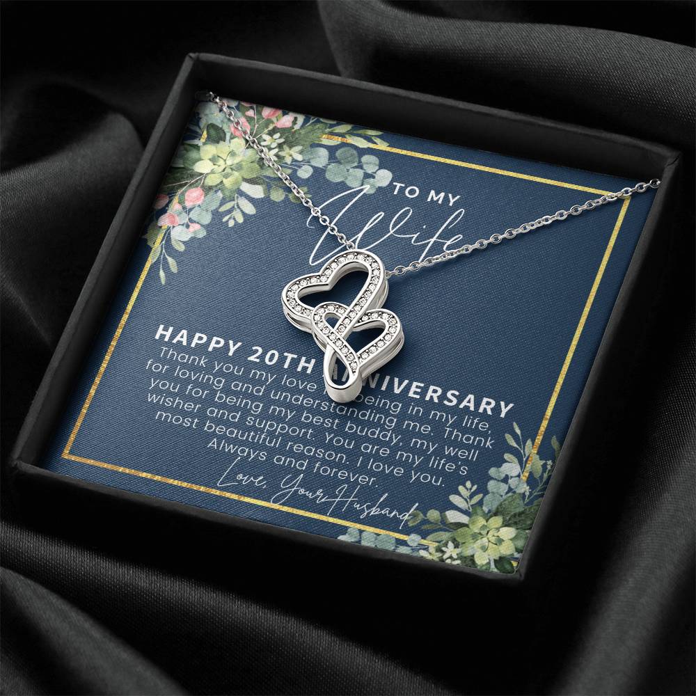 20Th Anniversary Gift For Wife 20 Year Anniversary Gifts 20Th Wedding Anniversary Gift Ideas 20 Year Anniversary Gift  Double Hearts Necklace
