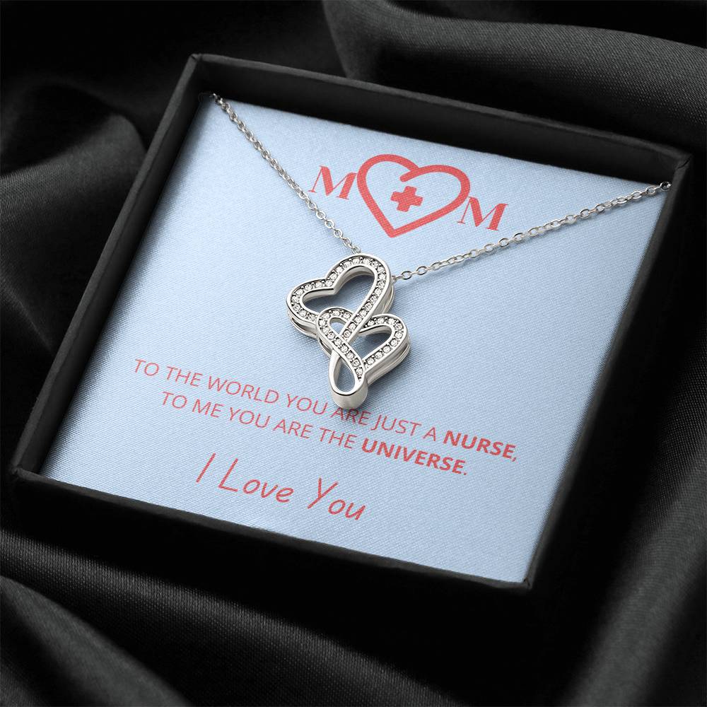My Nurse Mom I Love You - Necklace Double Hearts Necklace