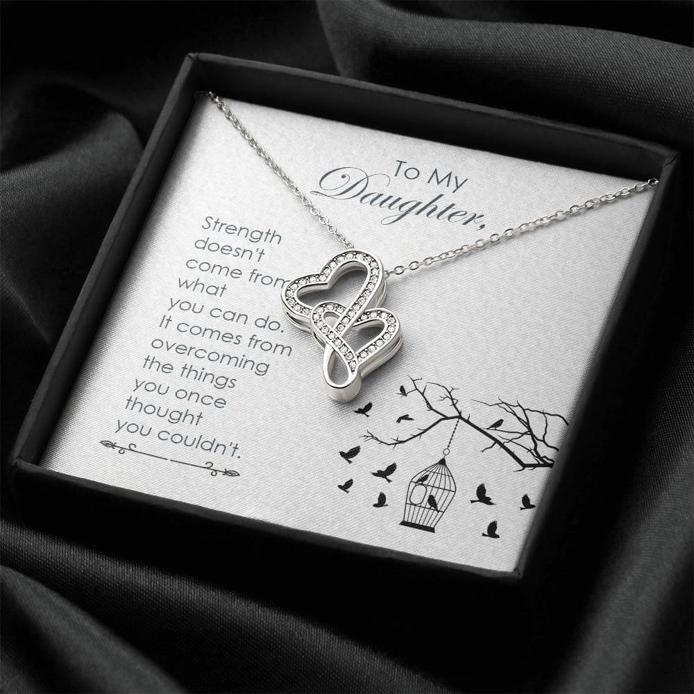 To My Daughter Double Hearts Necklace