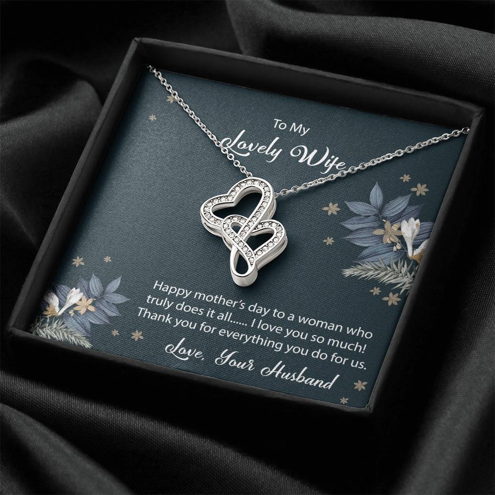 Happy Mother's Day My Wife Double Hearts Necklace