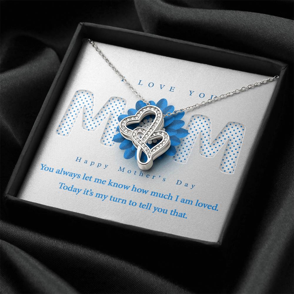 I Love You Mother's Day Gift From Daughter Or Son Double Hearts Necklace