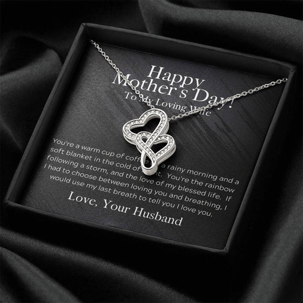 To My Loving Wife Mother's Day Necklace - Perfect Wife And Mom Mother's Day Necklace - To My Amazing Wife Gifts - Amaz Double Hearts Necklace