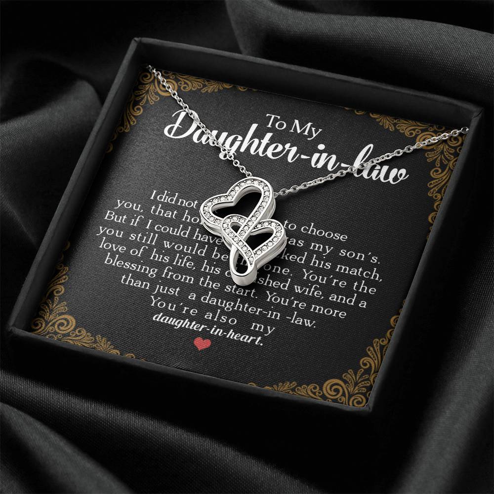 To My Daughter-In-Law You're Also My Daughter In Heart  Double Hearts Necklace
