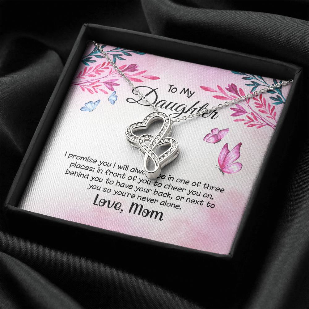 To My Daughter I Promise You  Double Hearts Necklace