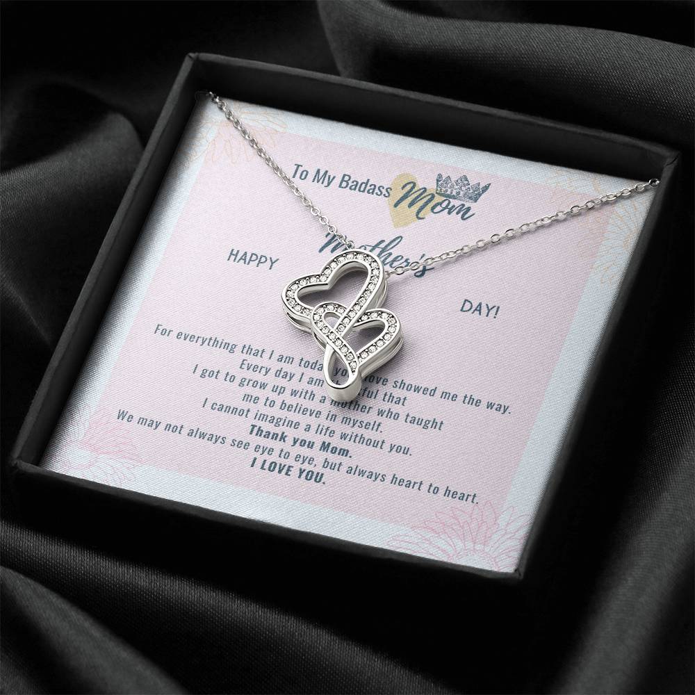 To My Badass Mom On Mother's Day  Double Hearts Necklace