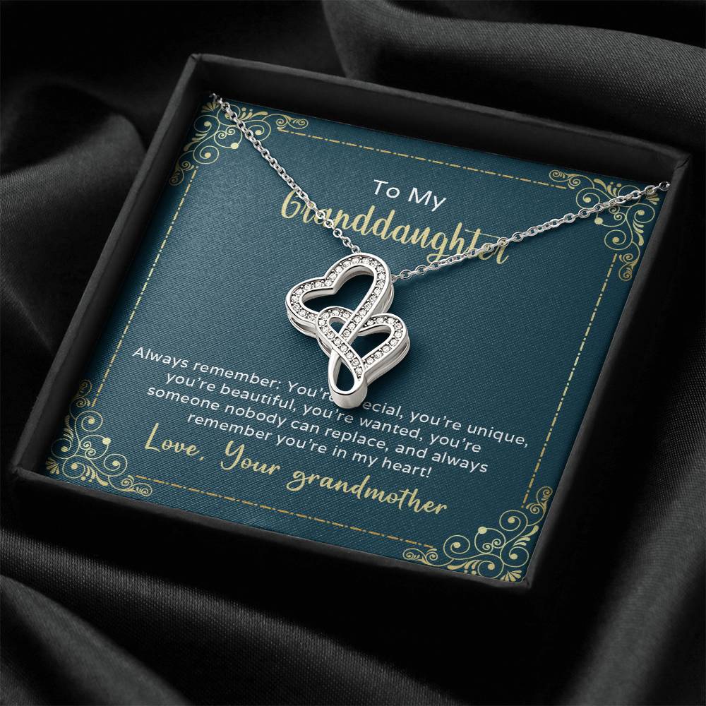 To My Granddaughter Always Remember You're Special  Double Hearts Necklace
