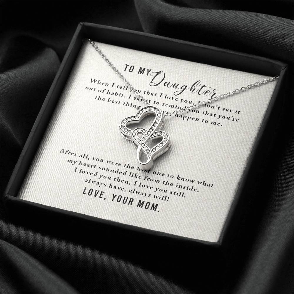 To My Daughter 1 Double Hearts Necklace