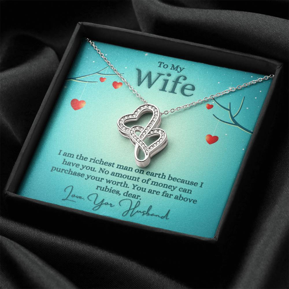 Husband To Wife - Necklace For Gift Double Hearts Necklace