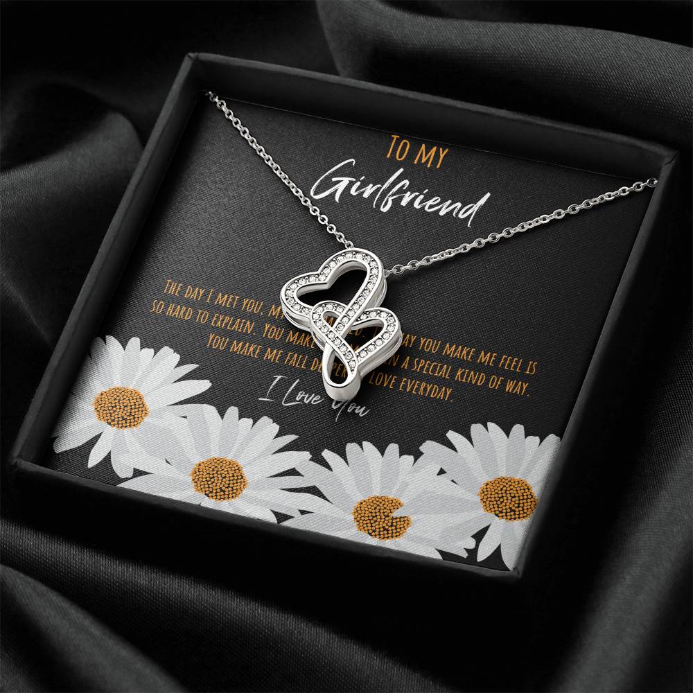 To My Girlfriend The Day I Met You My Life Changed Double Hearts Necklace