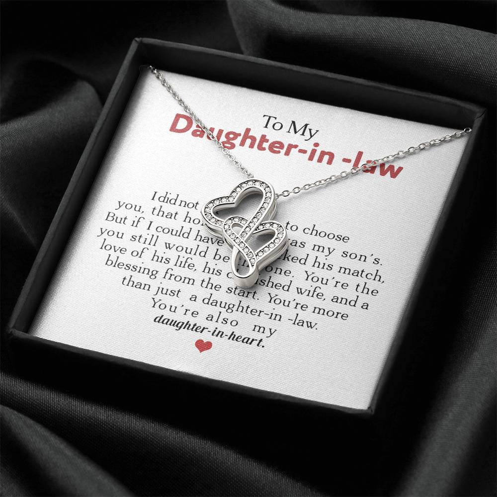 To My Daughter-In-Law You're Also My Daughter In Heart  1 Double Hearts Necklace