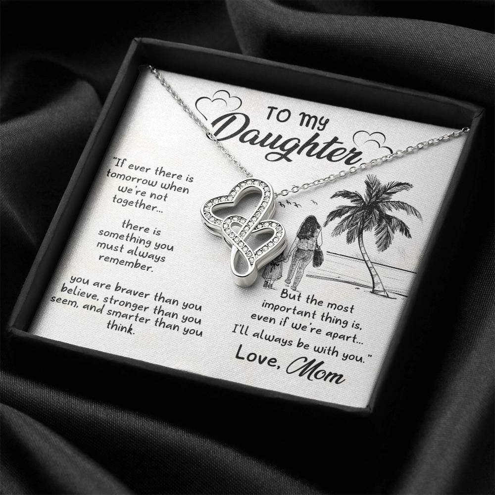 To My Daughter Necklace Double Hearts Necklace
