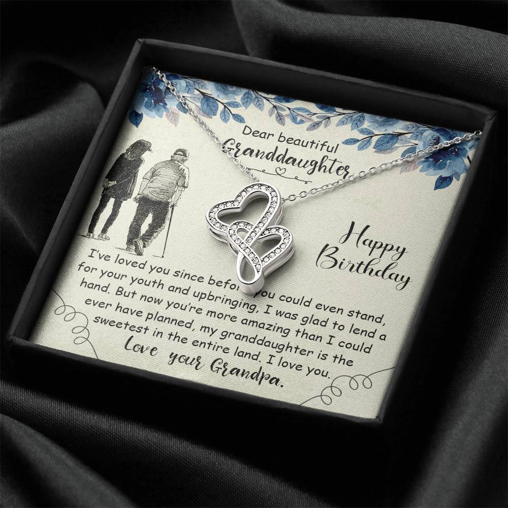 To My Precious Granddaughter Double Hearts Necklace