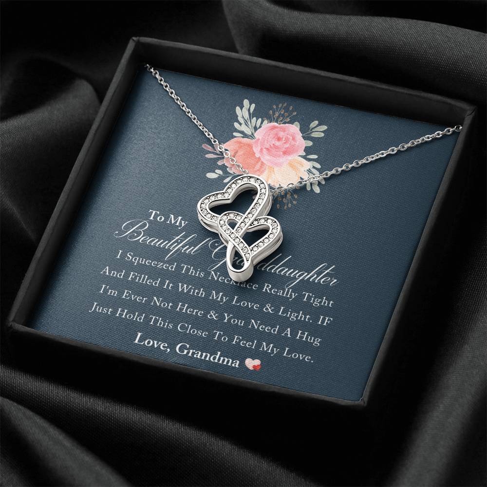 To My Beautiful Granddaughter Love And Light Heart Necklace -  Mother And Daughter Necklace - Mom Gift - Mother Jewelr Double Hearts Necklace