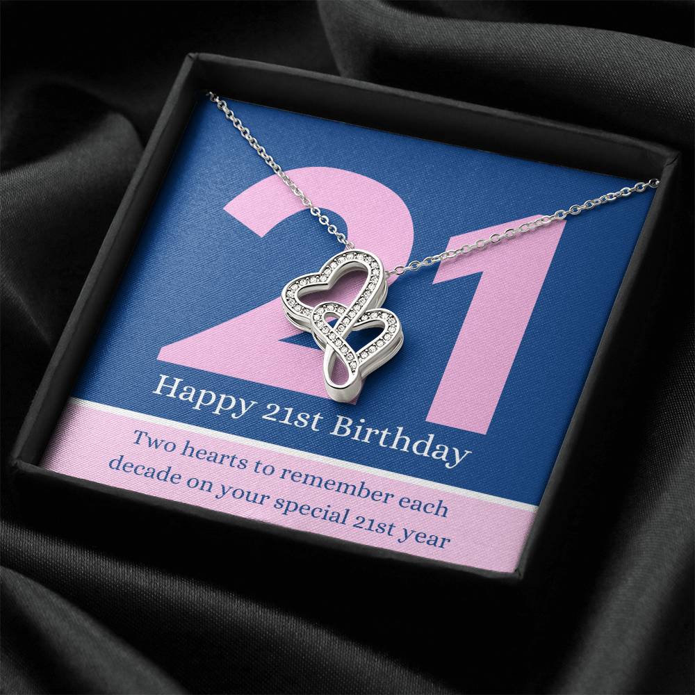 21St Birthday Interlocked Hearts Necklace To My Daughter 21St Necklace Double Hearts Necklace