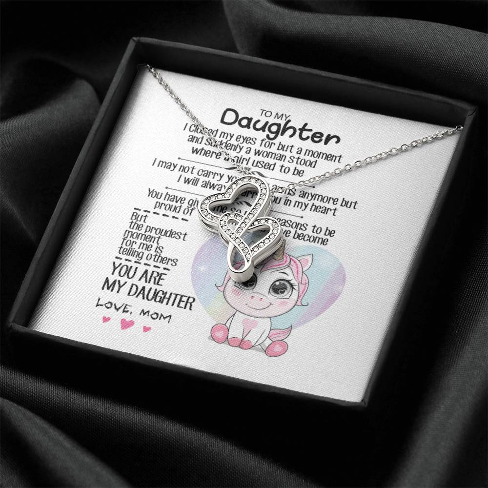 To My Daughter 4 Double Hearts Necklace