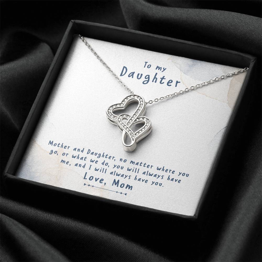 To My Daughter Necklace From Mom 1 Double Hearts Necklace