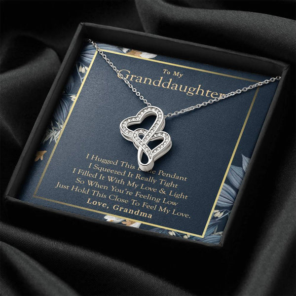 To My Granddaughter  Love Grandma  Double Hearts Necklace