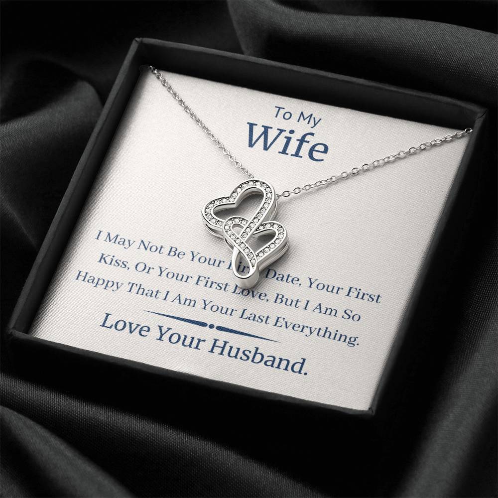 To My Wife Necklace Last Minute Birthday Gift Deep Love Messages For Wife Romantic Wife Gift Husband To Wife Necklace  Double Hearts Necklace