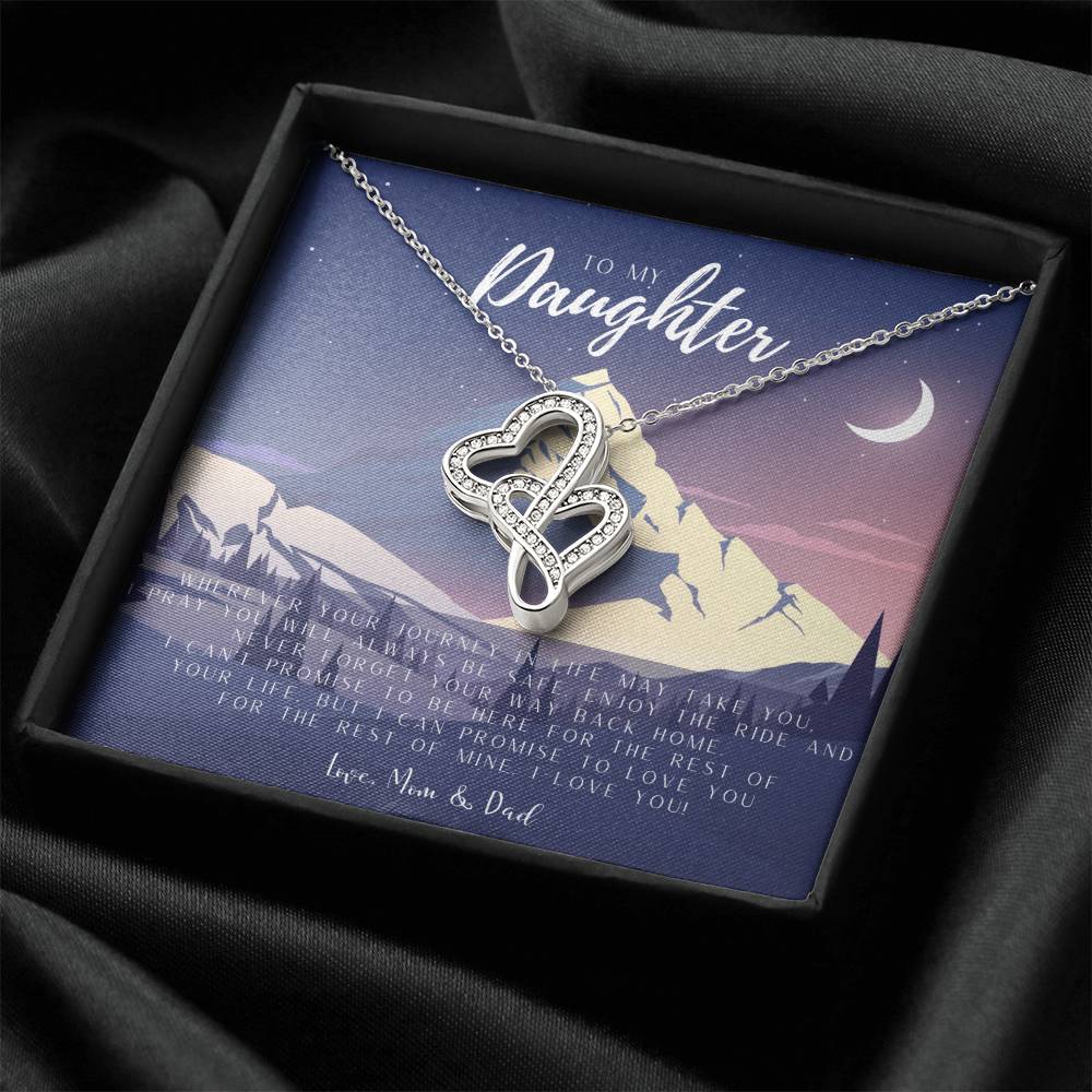 To My Daughter Necklace - Mom To Daughter Double Heart Necklace Gift - Daughter Mother's Day Gift - To My Daughter Nec Double Hearts Necklace