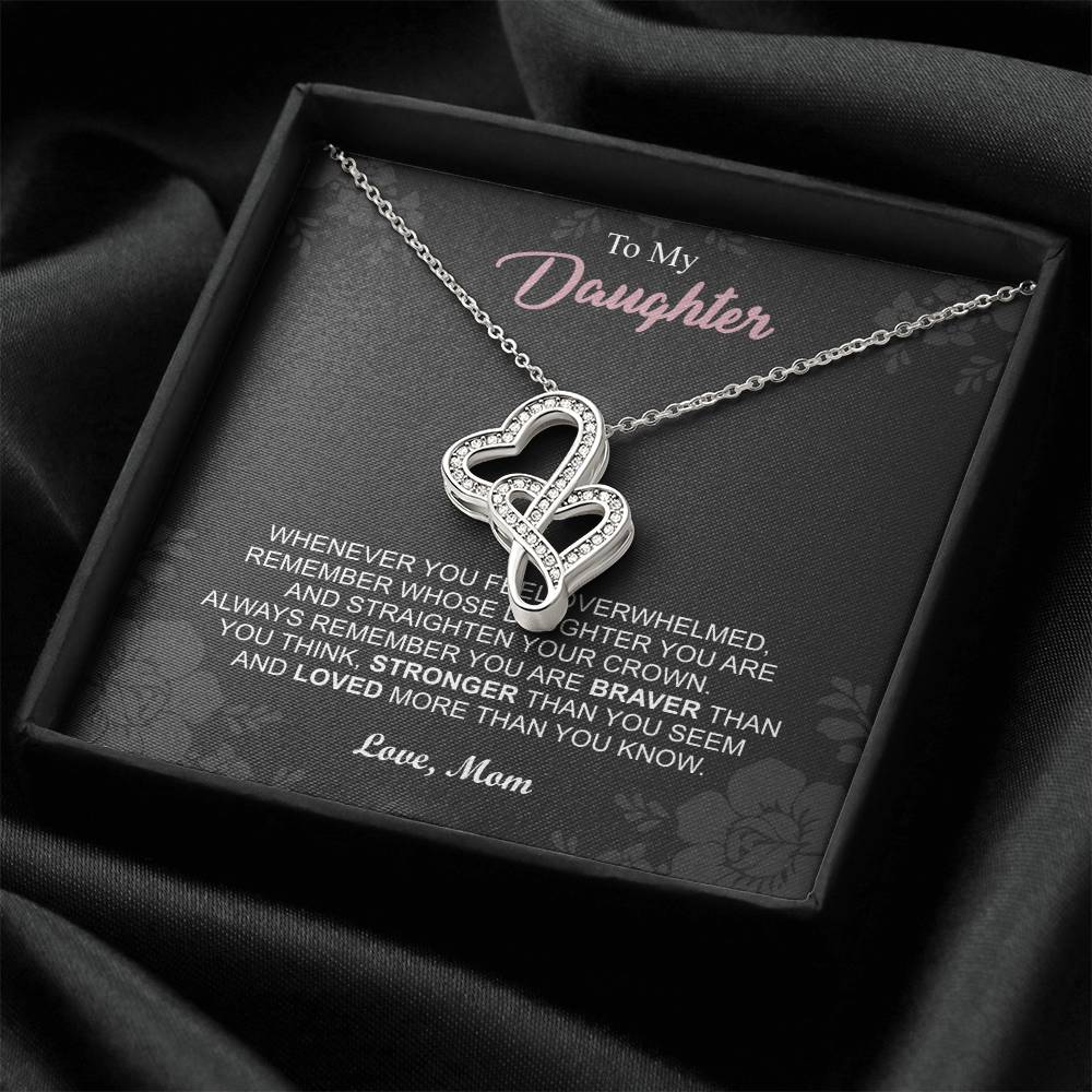 To My Daughter Necklace - Mom To Daughter Double Heart Necklace Gift - Mom And Daughter Always Remember Gift From Mom  6 Double Hearts Necklace