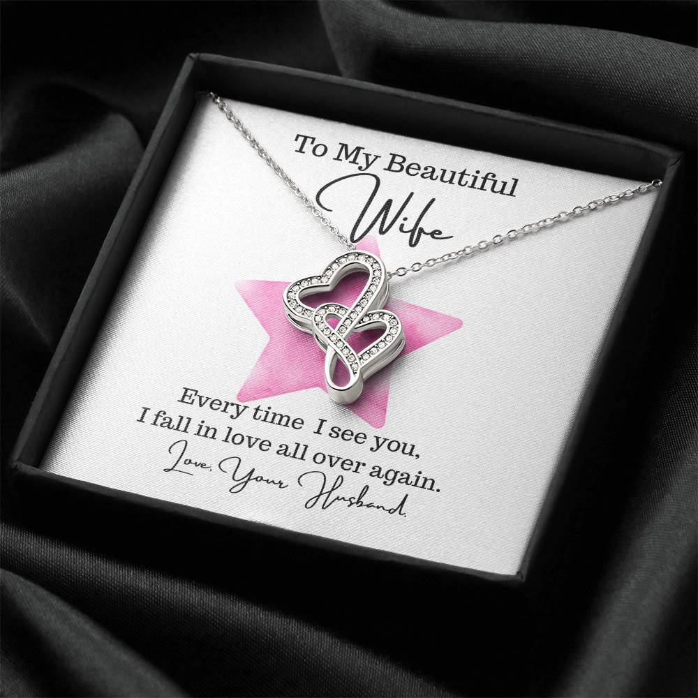 Husband To Wife -  Necklace For Gift 1 Double Hearts Necklace