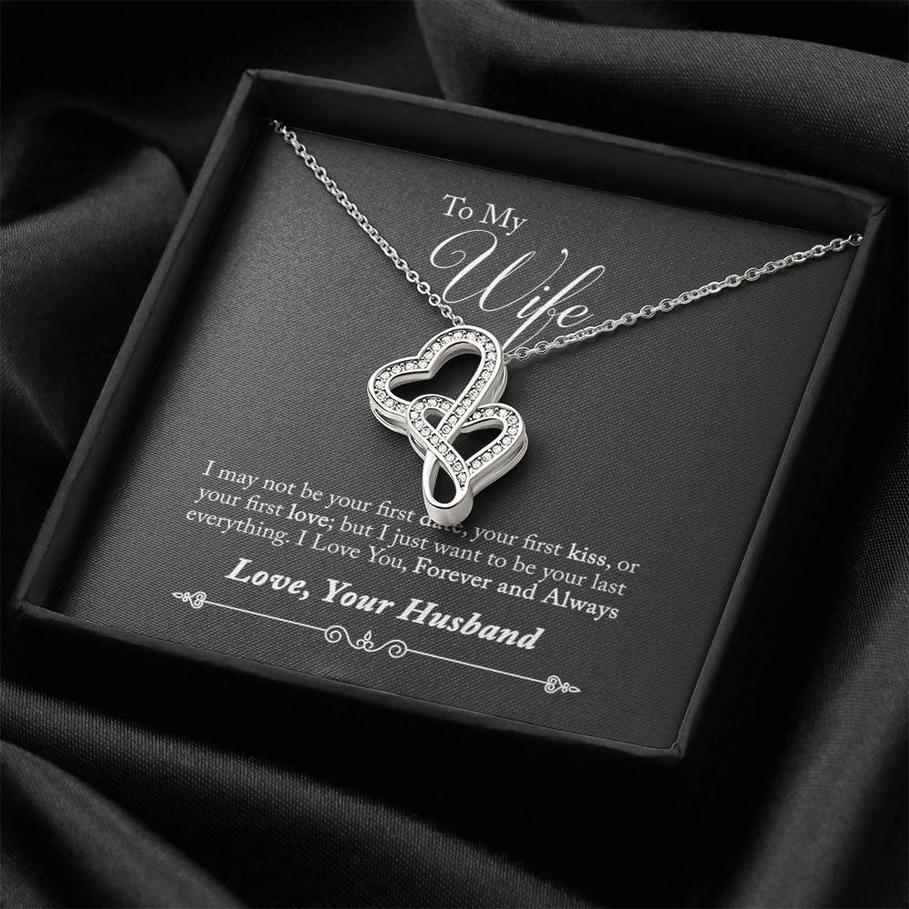 To My Wife - Forever And Always - Necklace Double Hearts Necklace