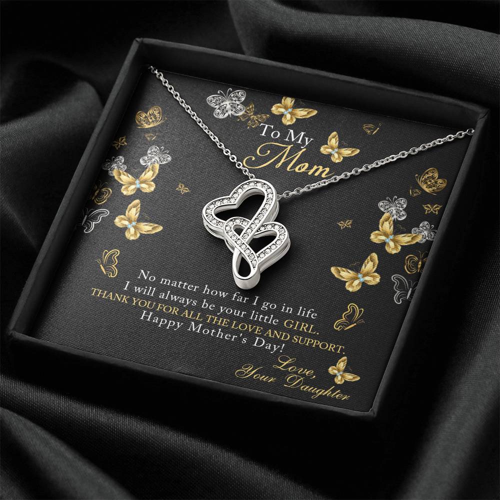 To My Daughter Giraffe Necklace-Message Card Jewelry-Mom To Daughter Gift-Meaningful Necklace-Mother Daughter-Birthday Double Hearts Necklace